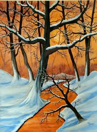 Winter an der W&uuml;rm 2017 Acryl 60x80